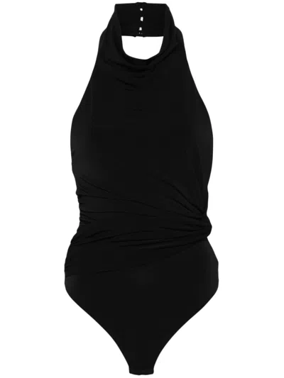 The Andamane Stella Bodysuit - Turtleneck Open Back In Black