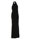 The Andamane Stella Halter-neck Draped Maxi Dress In Black