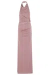 The Andamane Stella Maxi Turtleneck Open Back Maxi Dress In Pink