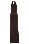 The Andamane Stella Maxi Turtleneck Open Back Maxi Dress In Brown