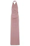The Andamane Stella Maxi Turtleneck Open Back Maxi Dress In Pink