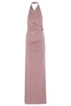 The Andamane Stella Maxi Turtleneck Open Back Maxi Dress In Pink