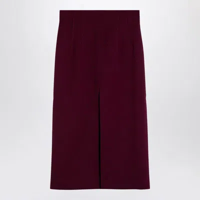 THE ANDAMANE THE ANDAMANE STEPHANIE BURGUNDY WOOL-BLEND MIDI SKIRT