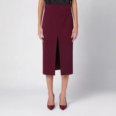 THE ANDAMANE THE ANDAMANE STEPHANIE BURGUNDY WOOL-BLEND MIDI SKIRT