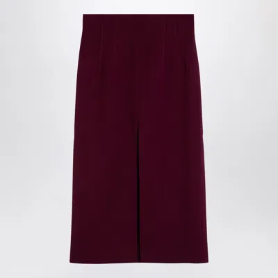 THE ANDAMANE THE ANDAMANE STEPHANIE BURGUNDY WOOL BLEND MIDI SKIRT