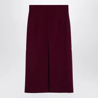 THE ANDAMANE THE ANDAMANE STEPHANIE BURGUNDY WOOL-BLEND MIDI SKIRT