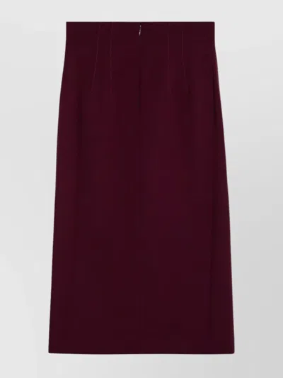 The Andamane Stephanie Wool Blend Midi Skirt In Burgundy