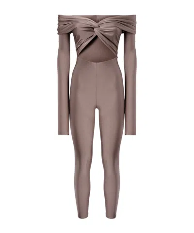 The Andamane Strapless Jumpsuit In Beige