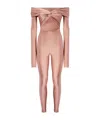 The Andamane Cut-out Fitted Jumpsuit Knot Detail In Nude