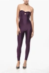 The Andamane Strapless Jumpsuit With Rhinestones In Purple