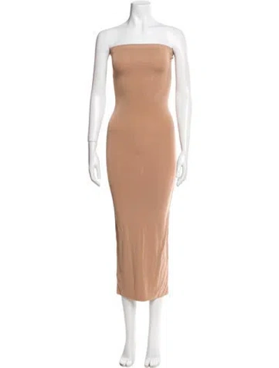 Pre-owned The Andamane Strapless Midi Length Dress W/ Tags In Neutral