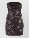 The Andamane Strapless Mini Dress Featuring Draped Detailing In Brown