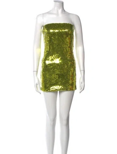 Pre-owned The Andamane Strapless Mini Dress In Yellow