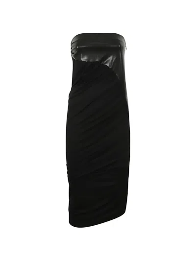 The Andamane Strapless Panelled Dress In Black