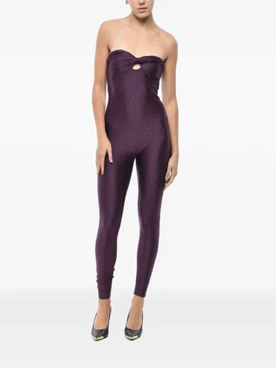 The Andamane Strass-embellished Strapless Jumpsuit In Purple