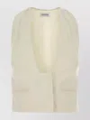The Andamane Stretch Gabardine Sleeveless Deep V-neck Vest In Neutral