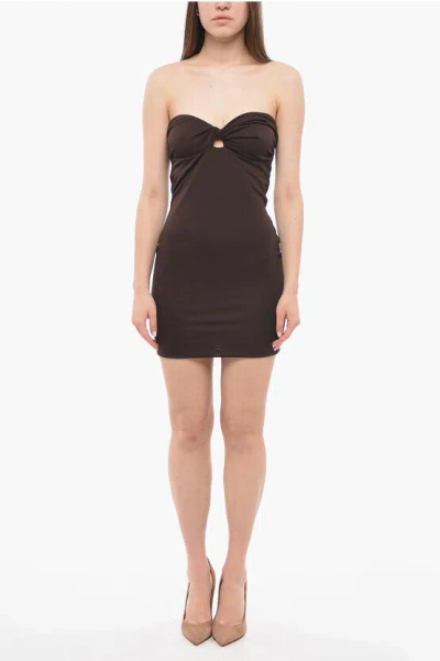 The Andamane Cut-out Strapless Minidress In Brown