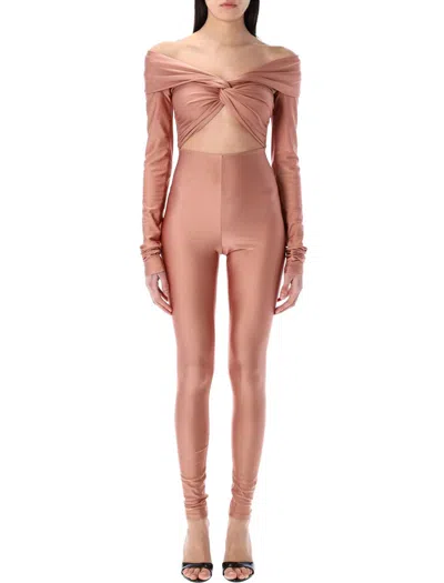 THE ANDAMANE THE ANDAMANE STRETCH OFF-SHOULDER CUT-OUT JUMPSUIT