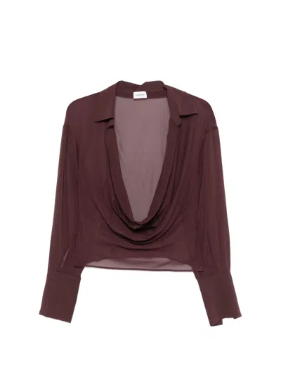 The Andamane Stretch Silk Blouse In Brown