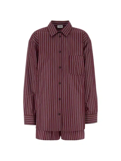 The Andamane Striped Poplin Pyjama Top Long Sleeves In Brown