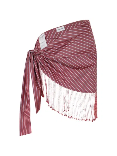 The Andamane Striped Fringed Skirt In Multi