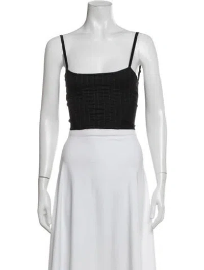 Pre-owned The Andamane Striped Scoop Neck Crop Top In Black
