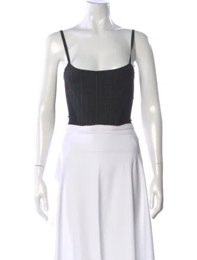 Pre-owned The Andamane Striped Square Neckline Crop Top In Brown