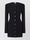 The Andamane Structured Coat Dress Flap Pockets In Black