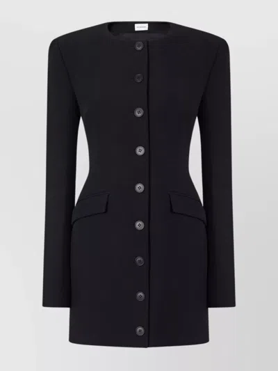 The Andamane Structured Coat Dress Flap Pockets In Black