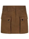 The Andamane Structured Mini Skirt In Soft Suede-like Fabric In Brown