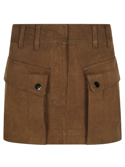 The Andamane Structured Mini Skirt In Soft Suede-like Fabric In Brown