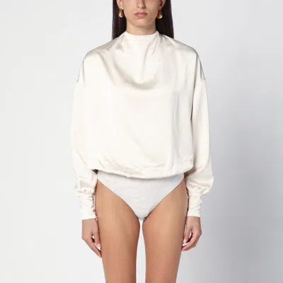 The Andamane Sylvia Milk-white Bodysuit In Green