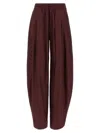 The Andamane Drawstring Waistband Pleated Taffeta Pants In Brown