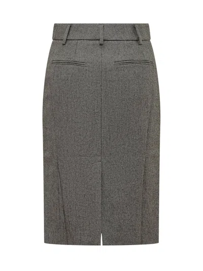 The Andamane Tailored Pencil Skirt In Grey/black