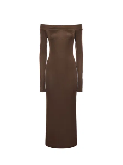 The Andamane Talia Midi Dress In Brown