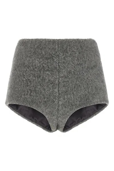 The Andamane High Waist Textured Fabric Culottes In Gray