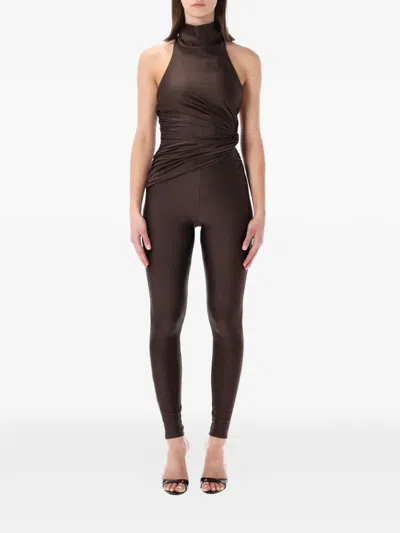 The Andamane Tatiana Halterneck Twisted Jumpsuit In Black