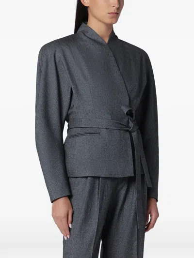 The Andamane Teresa Belted Jacket In Blue