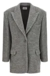 The Andamane Padded-shoulder Peak-lapel Blazer In Gray