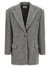 The Andamane Padded-shoulder Peak-lapel Blazer In Gray