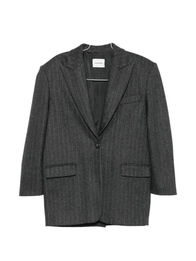The Andamane Teresa Pinstripe Oversized Blazer In Gray