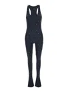 The Andamane 'tess' Black Jumpsuit With All-over Crystal Applications In Stretch Jersey Woman In Black