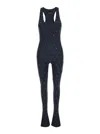 The Andamane 'tess' Black Jumpsuit With All-over Crystal Applications In Stretch Jersey Woman