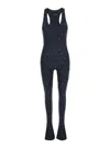 The Andamane 'tess' Black Jumpsuit With All-over Crystal Applications In Stretch Jersey Woman In Black