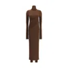 The Andamane Tessa Turtleneck Open-back Jumpsuit In Brown