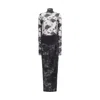 The Andamane High Neck Black Lace Jumpsuit With Side Slit In Black