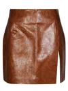 The Andamane Textured Leather-like Mini Skirt In Brown