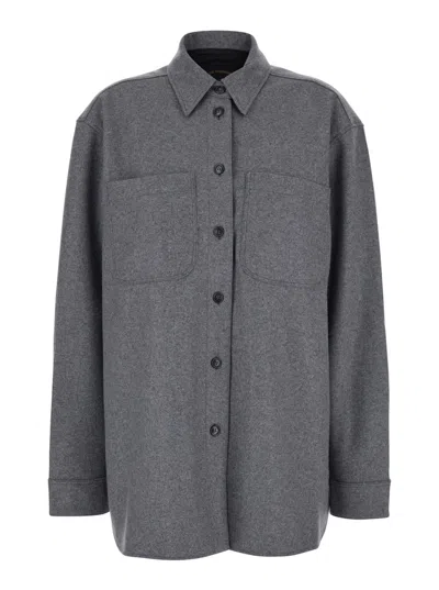 The Andamane 'tina' Grey Oversize Shirt In Wool Woman
