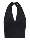 The Andamane Halterneck Sleeves Ruched Detailing In Black