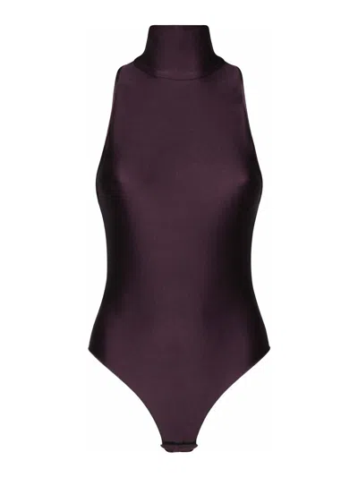 The Andamane Norah Turtleneck Bodysuit In Purple